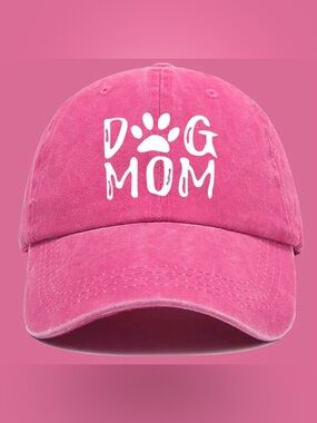 Dog Mom Dog Lover Pink Hat Adjustable Baseball Hat, Printed Hat